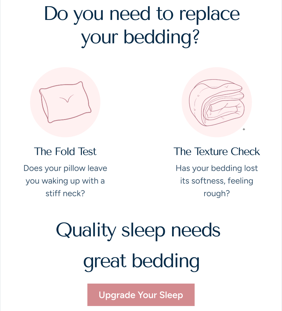 infographics of when to replace bedding and improve quality sleep. pillow and duvets
